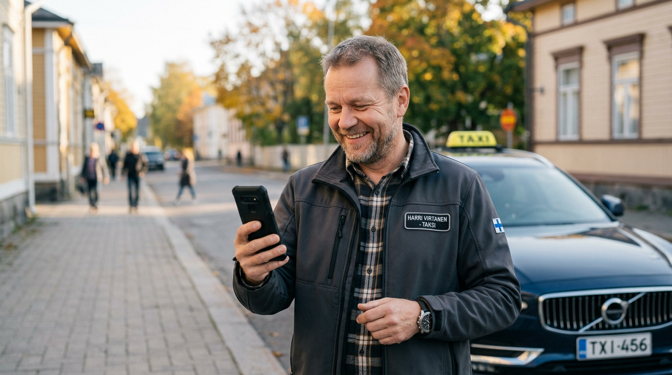 Tyytyväinen taksifirman omistaja